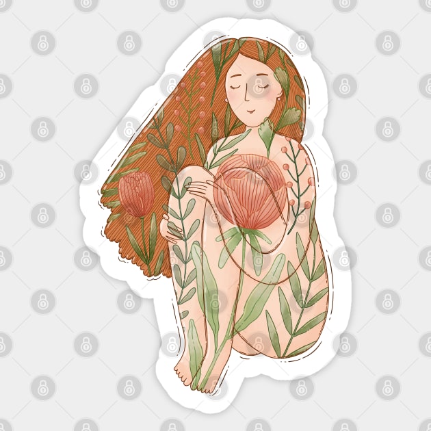 Blooming Girl Sticker by Tania Tania